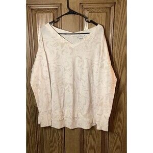 Athleta Pale Pink Patterned V-Neck Sweatshirt